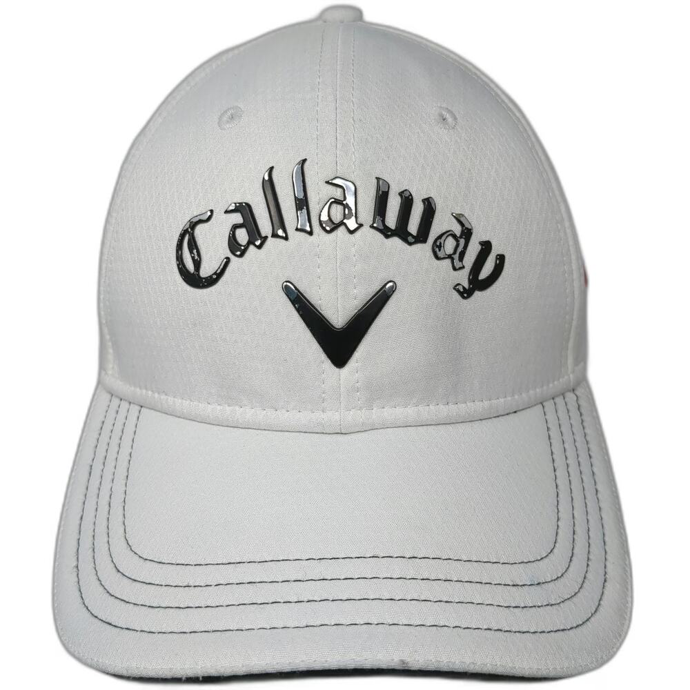 Callaway Baseball Cap White One Size Side Logo Curved Brim Contrast Stitch Hat
